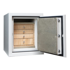 C15 Casoro Jewelry Safe in Textured White, 4 Drawers